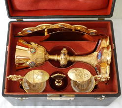 French antique solid silver gilt Gothic Chapel Set